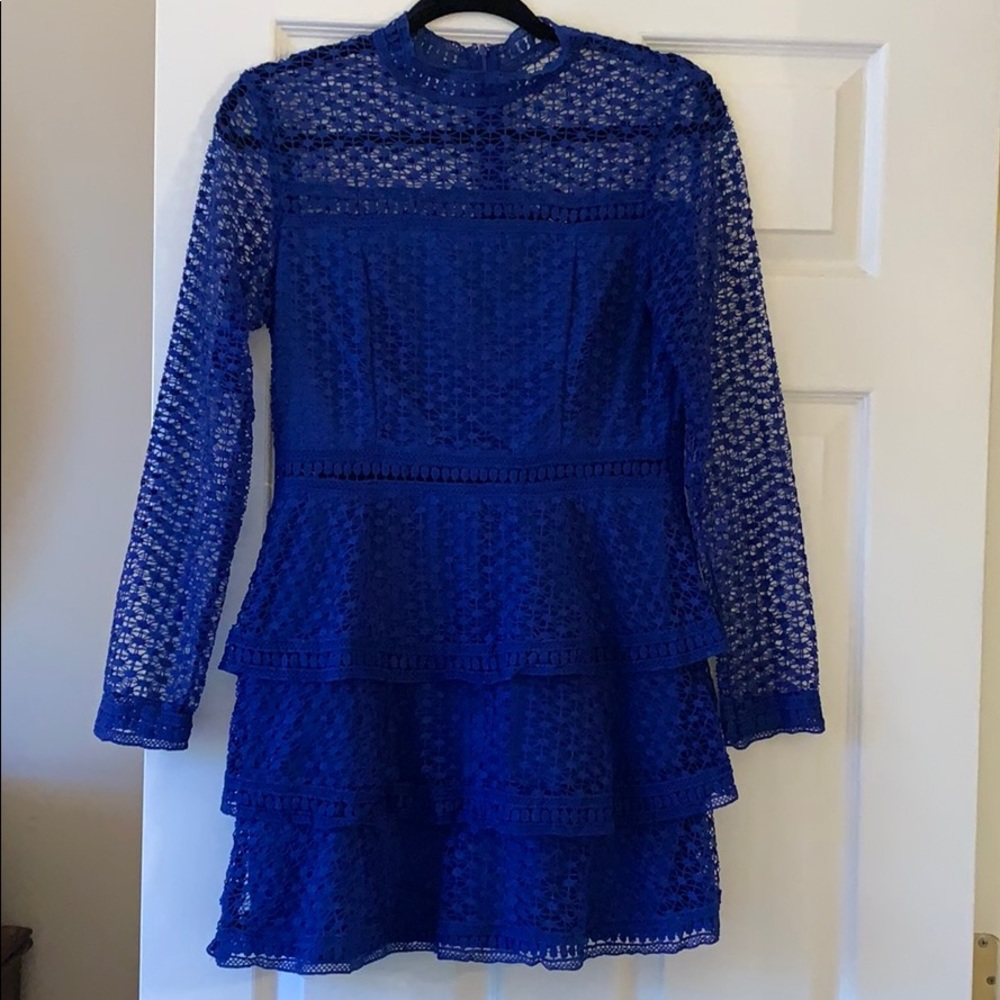 AX PARIS Lace Cobalt Blue Mini Dress